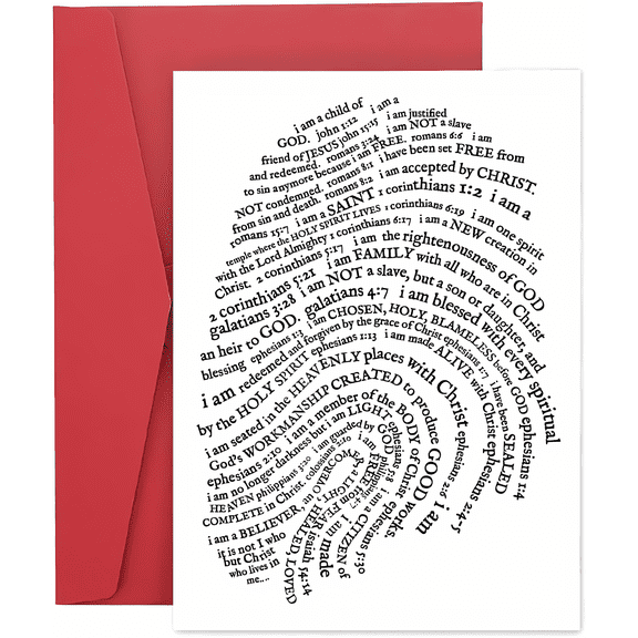 Inspirational Christian Greeting Card "I Am" Affirmations Perfect for Encouragement, Birthdays, or Just Because Includes a Red Envelope