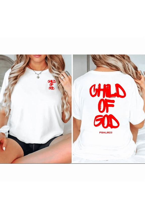 Inspirational Christian T-Shirt, Child of God Red Font Faith Tee, S-4XL