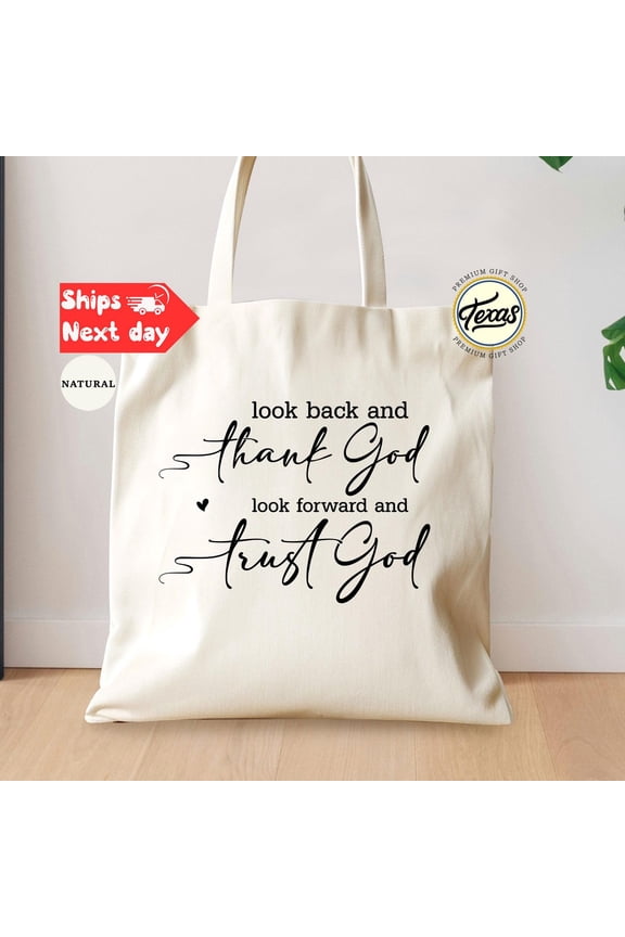Inspirational Christian Tote Bag Bible Verse, Heavy Cotton Canvas