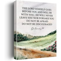 Inspirational Christian Wall Art Decor Deuteronomy 31:8 Scripture Canvas Painting Framed Bible Verse Canvas Artwork Print Poster 12"x15" Decoration for Home Bedroom