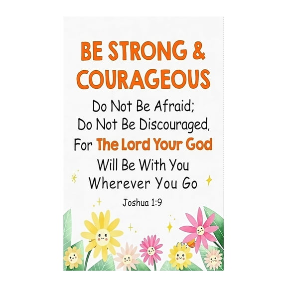 Inspirational Christian Wall Art for Kids Be Strong and Courageous Joshua 19 Bible Verse Poster Nursery Decor Canvas for Childrens Bedroom Sunday School Class