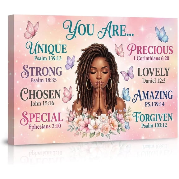 Inspirational Christian Wall Art Poster with Bible Verses Encouraging Traits like Unique Chosen Amazing for Bedroom Living Room Home Office Decor Uplifting Wall Decor for Women--Fram