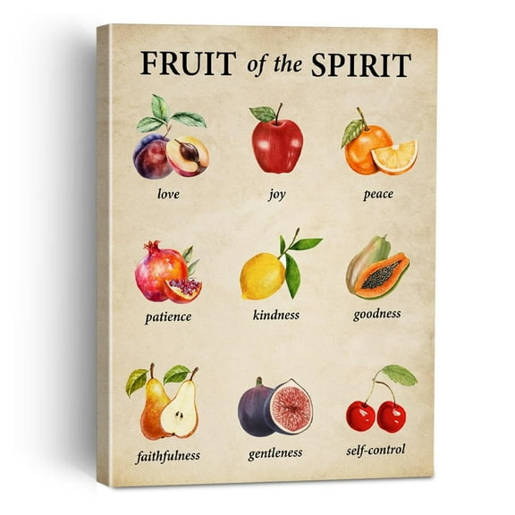 Inspirational Christian Wall Decor Bible Verse Fruit Of The Spirit Canvas Painting Framed Wall Decor For Home Living Room Bedroom, Vintage Scripture Canvas Poster Print Decorative Gift