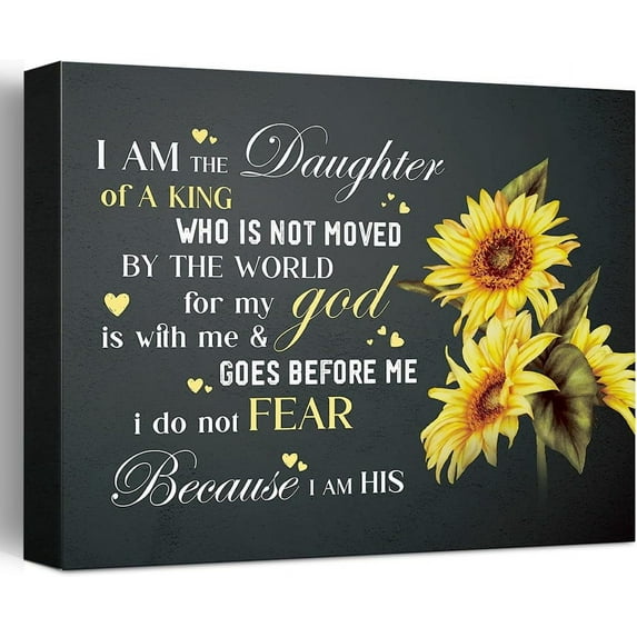 Inspirational Christian Wall Decor,I AM the Daughter of a King Canvas Poster Print Wall Art,Christian Religious Faith Wall Art Decor for Women Girls