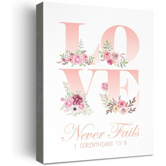 Inspirational Christian Wall Decor,Love is Never Fails 1 Corinthians 13:8 Bible Verses Canvas Poster Print Wall Art,Religious Faith Wall Art,Scripture Home Office Bedroom Decoration
