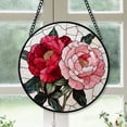 thumbnail image 1 of Inspirational Christmas Gift - Blooming Red Peony Birth Flower Christmas Stained Glass Hanging Ornament - Bright Holiday Tree Decoration & Secret Santa Gift for Family & Friends, 1 of 3