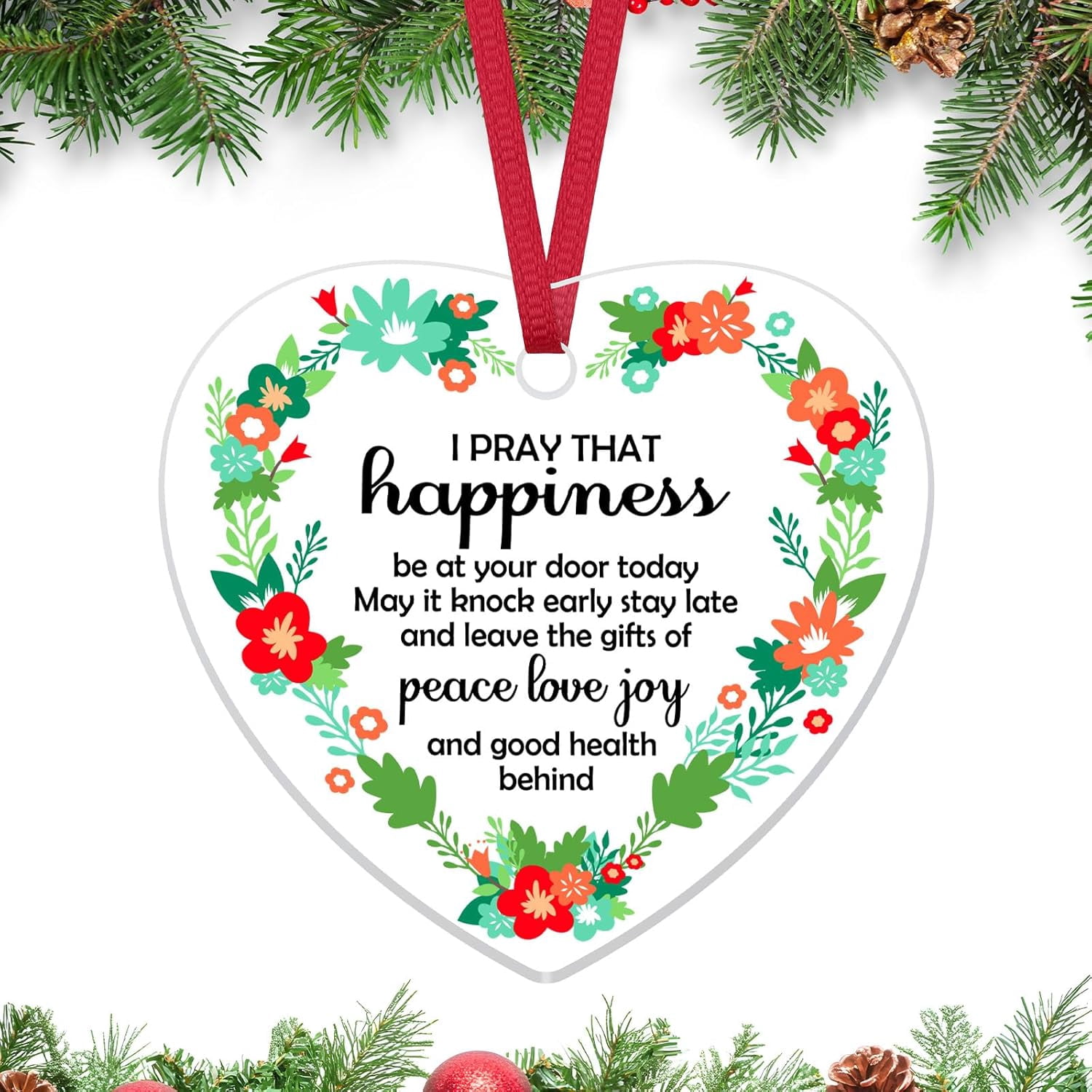 "I'm Fine Everything Is Fine" 2021 Christmas Ornament - 3" Ceramic Round, Farmhouse Style, Motivational Humor Keepsake