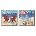 thumbnail image 1 of Inspirational Coastal Seas the Day and Set Sail Signs Adirondack Chairs, Sun Umbrella, and Compass; Two 12x12in Poster Prints, 1 of 1