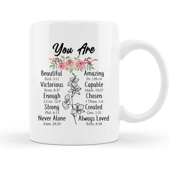 Inspirational Coffee Mugs for Women, You Are Beautiful Amazing Inspirational Quotes 11oz Ceramic Coffee Cups, Birthday Christmas Thanksgiving Gift for Women Family Friends Coworkers