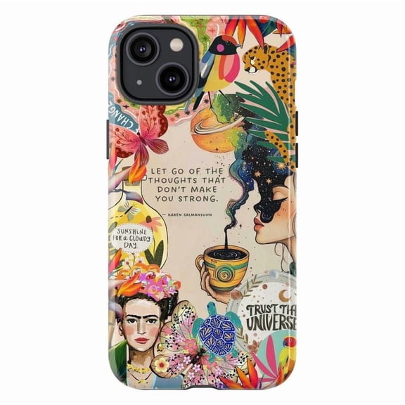 Inspirational Collage Phone Case, Nature and Positive Quotes Art Design, Fits iPhone 16 15 14 13 12 11 Pro Max Mini