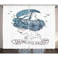 thumbnail image 1 of Inspirational Curtains 2 Panels Set, Girl Portrait with Pale Blue Hair as Abstract Waves with Boat Dreamy Artwork, Window Drapes for Living Room Bedroom, 108W X 90L Inches, Multicolor, by Ambesonne, 1 of 3