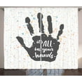 thumbnail image 1 of Inspirational Curtains 2 Panels Set, It is All in Your Hands Inscription on Grungy Print Pastel, Window Drapes for Living Room Bedroom, 108W X 108L Inches, Charcoal Grey Baby Blue Peach, by Ambesonne, 1 of 3