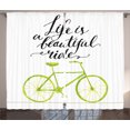 thumbnail image 1 of Ambesonne Inspirational Curtains 2 Panel Set, Life is a Bike Ride, 108" x 90", Green Black, 1 of 3