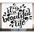 thumbnail image 1 of Ambesonne Inspirational Curtains 2 Panel Set, Positive Life, 108" x 84", Black and White, 1 of 2
