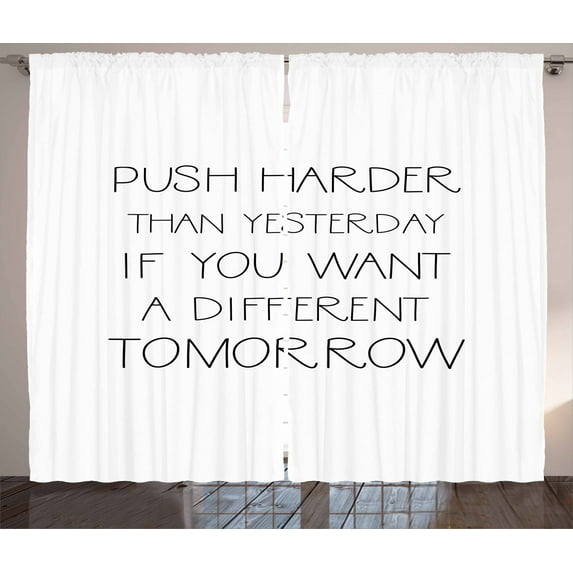 Ambesonne Inspirational Curtains 2 Panel Set, Push Harder Words, 108
