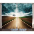thumbnail image 1 of Ambesonne Landscape Curtains 2 Panel Set, Roads Travel Clouds, 108" x 90", Brown Teal, 1 of 3