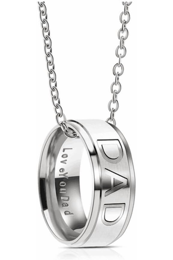Inspirational Dad Gifts from Daughter Son Love You Dad Ring Necklace for Men Best Daddy Gifts for Dad Father Papa Fathers Day Birthday Gifts for New Step Dad Father In Law Ring Pendant Necklace