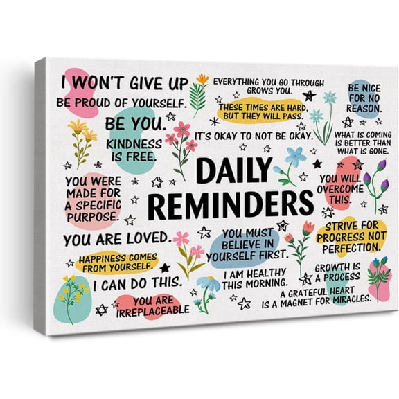 Inspirational Daily Reminders Poster Canvas Wall Art for Office Home Decor Positive Affirmation Canvas Print Wall Art Painting Framed Encouragement Gift for Psychiatrist Doctor Nurse Friend