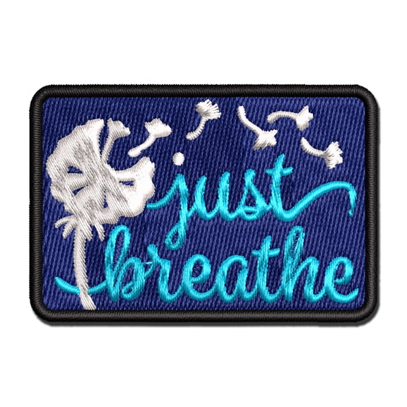 Inspirational Dandelion Just Breathe Applique Multi-Color Embroidered Iron-On Patch - 2.0 Inch Mini