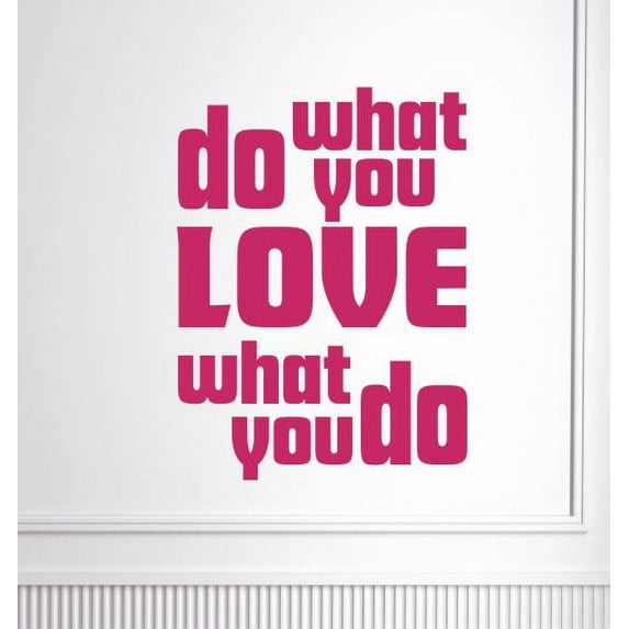 Inspirational Decals Quote Do What You Love Wall Art Stickers for Décor 23x17-Inch Hot Pink