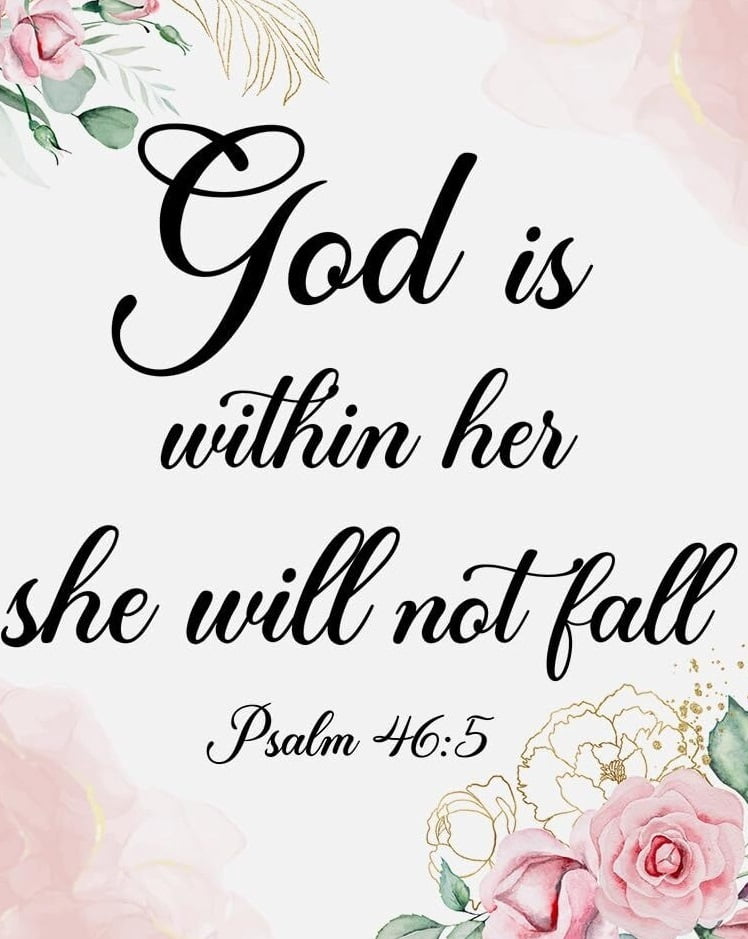 Inspirational Decor God is Within Her She Will Not Fall Psalm 46:5 ...