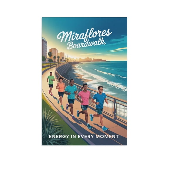 Inspirational Decor Miraflores Boardwalk Motivational Travel Wall Art Poster for Gym Wellness Center Classroom Creative Studio Print Poster