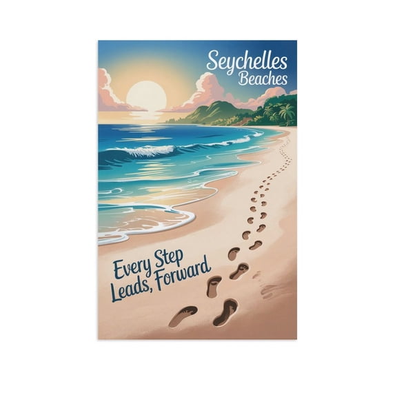 Inspirational Decor Seychelles Beaches Motivational Travel Poster for Study Meditation Yoga Office Classroom Bedroom Use Print Poster