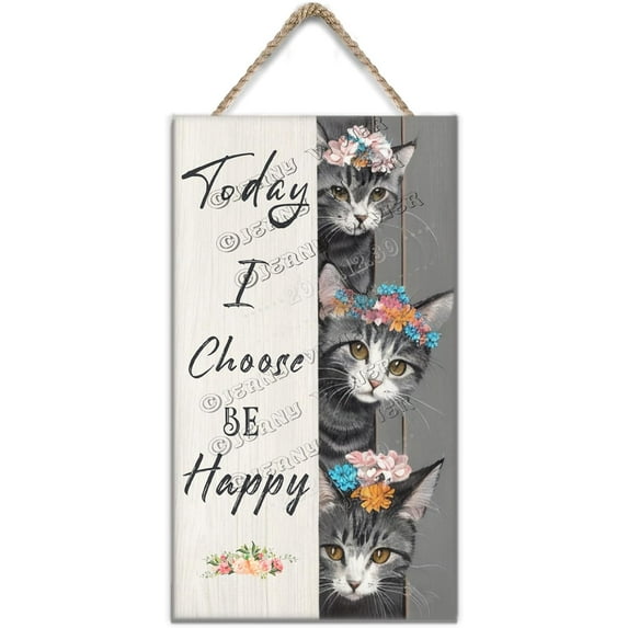 Inspirational Decor, Today I Choose to Be Happy Sign, Flower and Dragonfly Garden Vintage Wooden Sign Office Decor for Women Daily Affirmation Art, Dragonfly Gifts 6x12 inches
