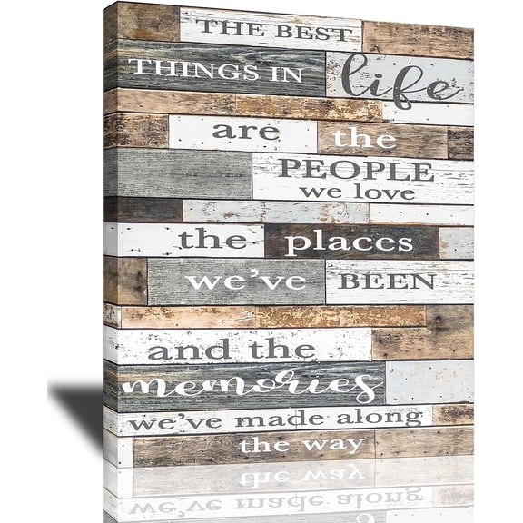 Inspirational Decor Wall Art The Best Things in Life Motivational Quotes Canvas Prints Rustic Farmhouse Positive Words Poster Modern Home Framed Artwork 12"x16"