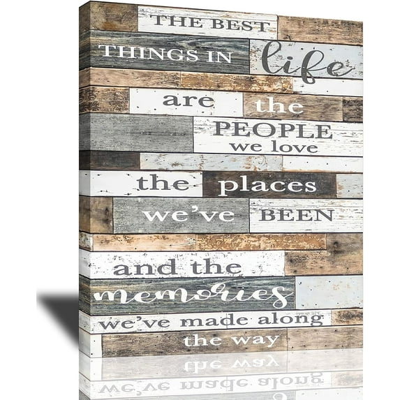 Inspirational Decor Wall Art The Best Things in Life Motivational Quotes Canvas Prints Rustic Farmhouse Positive Words Poster Modern Home Framed Artwork 12"x16"
