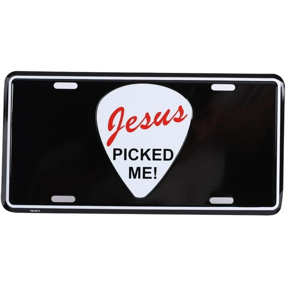Inspirational Deluxe License Plate - Jesus Picked Me | Universal Car License Plate-Auto Tag | Rust-Proof, Weather-Proof | Durable, Heavy Gauge Embossed Aluminum | Enamel Finish | Made in The USA