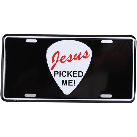 Inspirational Deluxe License Plate - Jesus Picked Me | Universal Car License Plate-Auto Tag | Rust-Proof, Weather-Proof | Durable, Heavy Gauge Embossed Aluminum | Enamel Finish | Made in The USA