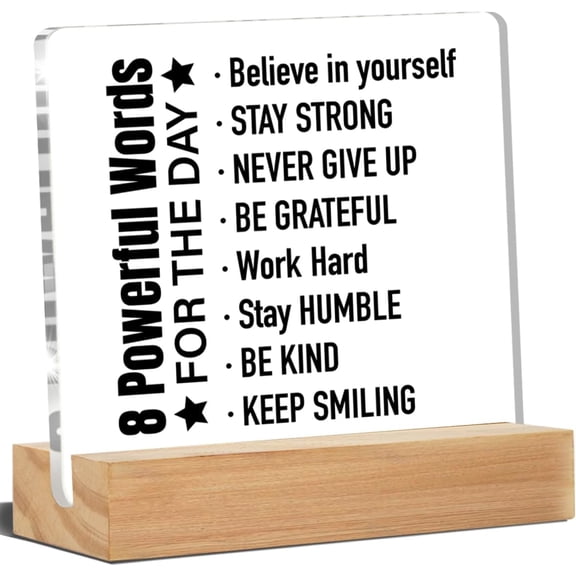 Inspirational Desk Decor, Motivational Positive Quotes Acrylic Desk Plaque Sign Home Office Decoration 4x4 Inch