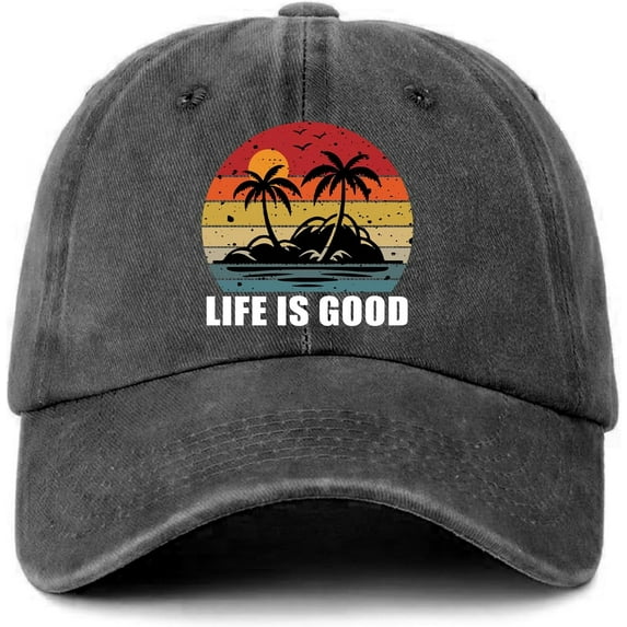 Inspirational Distressed Washed Black Baseball Caps Vintage Printed Baseball Hats