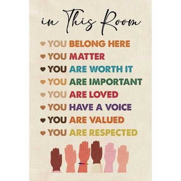 Inspirational Diversity Wall Art Classroom Wall Decor Motivational in This Room Poster Equality Artwork for Classroom Therapist Office poster
