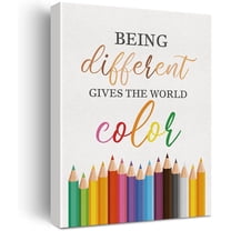 Inspirational Diversity Wall Art being Different Gives the World Color Watercolor Canvas Painting Prints for Classroom Wall Decor Framed Artwork Gifts(12x15 Inch)
