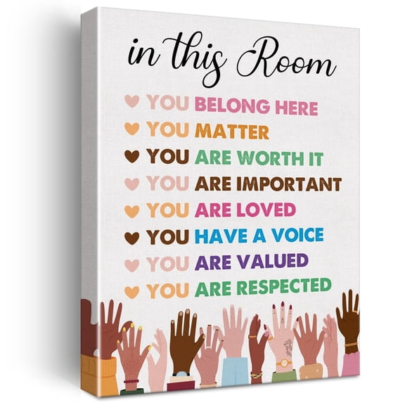 Inspirational Diversity Wall Art in This Room Watercolor poster for Classroom Office Wall Decor Equality Artwork Gifts poster