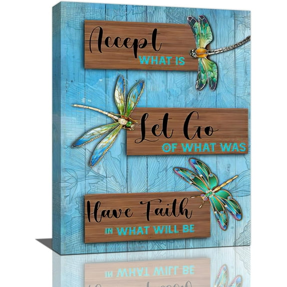 Inspirational Dragonfly Wall Art Rustic Teal Dragonfly Pictures Wall Decor Country Canvas Prints Home Decorations Modern Artwork for Bathroom Bedroom Living Room Office Framed 12"x16"