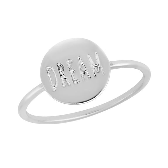 Inspirational 'Dream' Inscribed Round Shaped Sterling Silver Band Ring-7