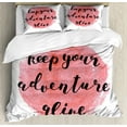 thumbnail image 1 of Inspirational Duvet Cover Set Queen Size, Keep Your Adventure Alive Motivating Modern Calligraphy Expression, Decorative 3 Piece Bedding Set with 2 Pillow Shams, Black Coral White, by Ambesonne, 1 of 3