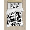 thumbnail image 1 of Inspirational Duvet Cover Set Twin Size, Positive Life Quote Hand Drawn Calligraphic Lettering Optimistic Message, Decorative 2 Piece Bedding Set with 1 Pillow Sham, Black and White, by Ambesonne, 1 of 3