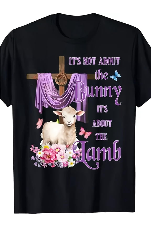 Inspirational Easter Christian Lamb of God Cross T-Shirt - Faith Religious Spring Floral Design