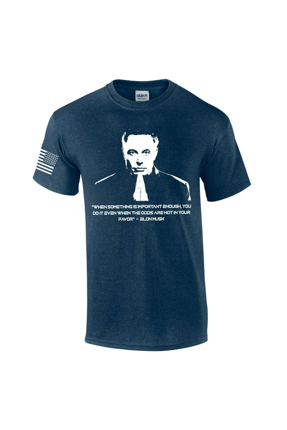 Inspirational Elon Quote Musk Motivational Men's Short Sleeve T-shirt Graphic Tee-Heather Navy-5xl