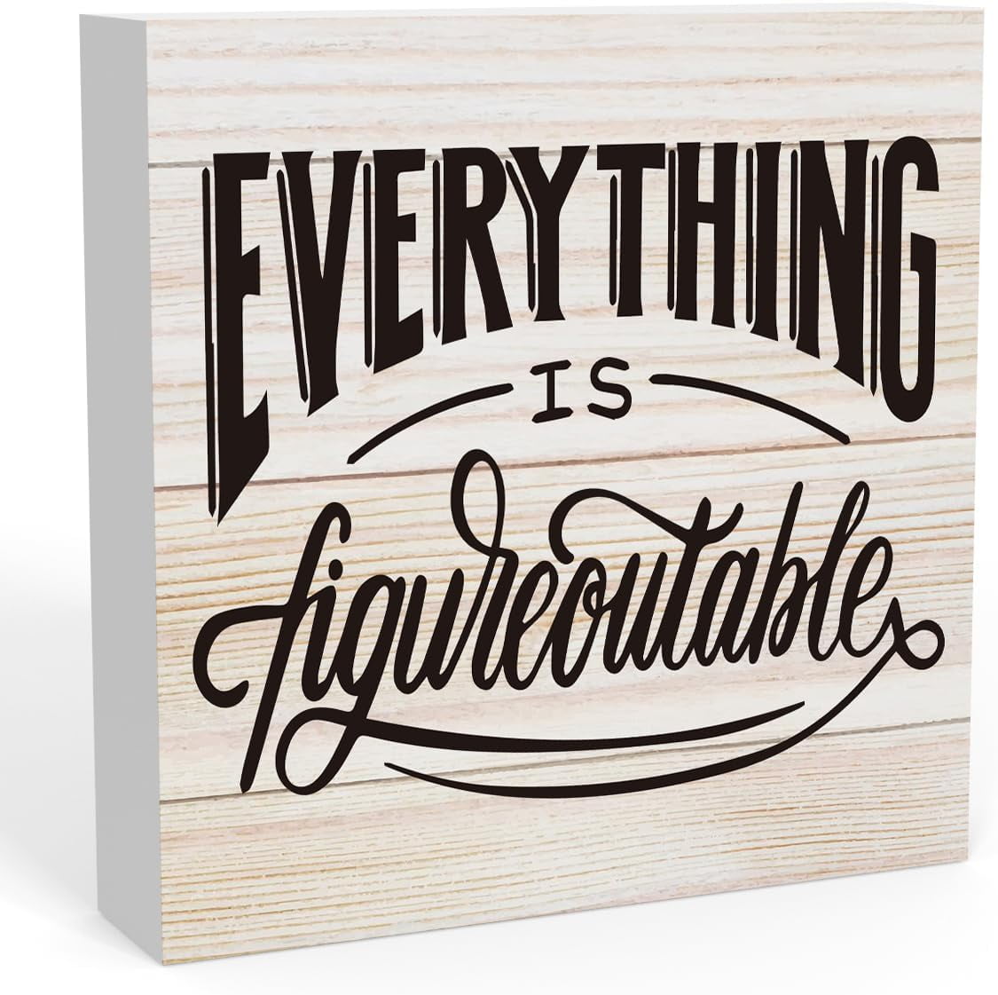 Inspirational Everything is Figureoutable Sign, Home Office Desk Decor ...