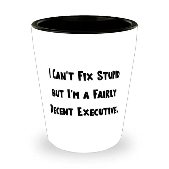 Inspirational Executive Gifts, I Can't Fix Stupid but I'm a Fairly Decent Executive, Sarcasm Shot Glass For Friends From Boss