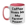 thumbnail image 1 of Inspirational Farmer Gifts, Coffee Gives Me My Farmer Power, Beautiful Two Tone 11oz Mug For Friends From Team Leader, Coffee mug, Tea mug, Travel mug, Ceramic mug, Funny mug, Gift for her, Gift for, 1 of 2