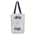 thumbnail image 1 of Inspirational Fashion Canvas Tote Bag for Women Love Joy Grace Blue Floral  Reusable Lined Shopping/Shoulder Bag for Weekends, Overnight Trips, Shopping, Beach, Books, Supplies, 1 of 3