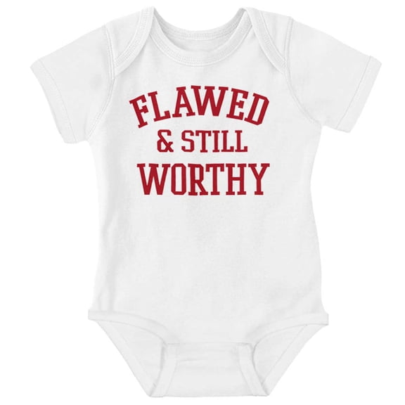 Inspirational Flawed and Still Worthy Romper Boys or Girls Infant Baby Brisco Brands 18M