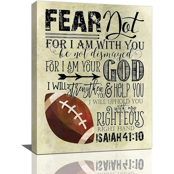 Inspirational Football Wall Art Bible Verse Motivational Quotes Pictures Wall Decor Canvas Prints Modern Sport Theme Painting Artwork for Bedroom Office Living Room Bathroom Dining Room 12"x16"