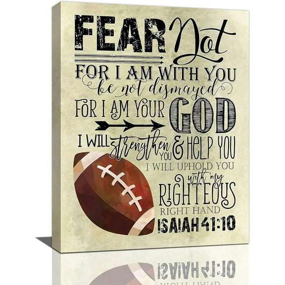 Inspirational Football Wall Art Bible Verse Motivational Quotes Pictures Wall Decor Canvas Prints Modern Sport Theme Painting Artwork for Bedroom Office Living Room Bathroom Dining Room 12"x16"